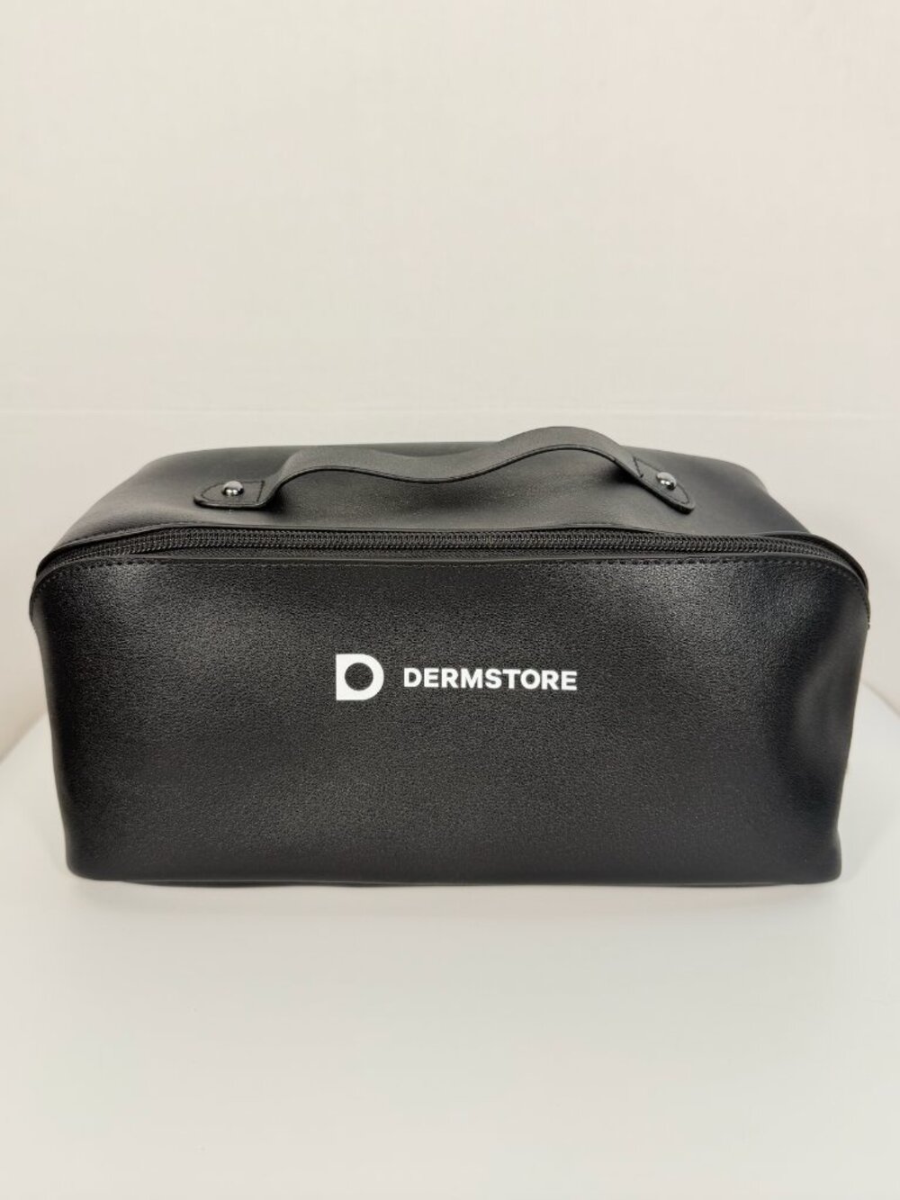 Dermstore Large Black Vinyl Cosmetic Bag Zippered Makeup Travel Case NWOT